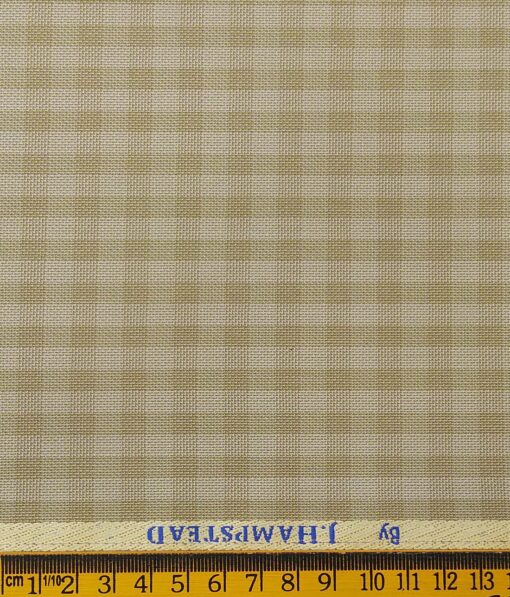 J.Hampstead by Siyaram's Men's Polyester Viscose Structured cum Self Checks Unstitched Suiting Fabric (Beige