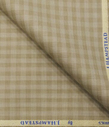J.Hampstead by Siyaram's Men's Polyester Viscose Structured cum Self Checks Unstitched Suiting Fabric (Beige