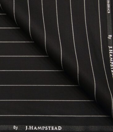 J.Hampstead by Siyaram's Men's Polyester Viscose White Striped Unstitched Suiting Fabric (Black
