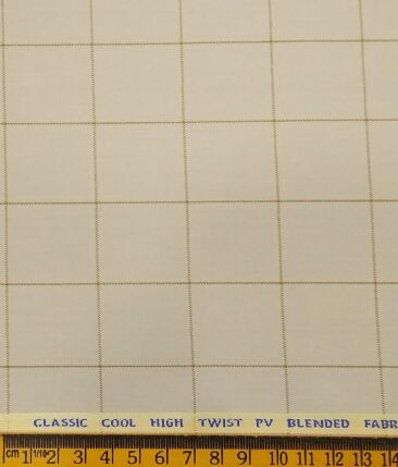 J.Hampstead by Siyaram's Men's Polyester Viscose Broad Brown Checks Unstitched Suiting Fabric (Cream