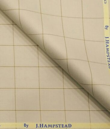 J.Hampstead by Siyaram's Men's Polyester Viscose Broad Brown Checks Unstitched Suiting Fabric (Cream