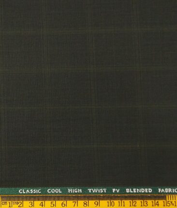J.Hampstead by Siyaram's Men's Polyester Viscose Broad Self Checks Unstitched Suiting Fabric (Dark Green