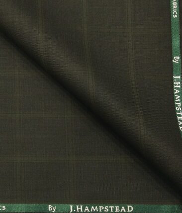 J.Hampstead by Siyaram's Men's Polyester Viscose Broad Self Checks Unstitched Suiting Fabric (Dark Green