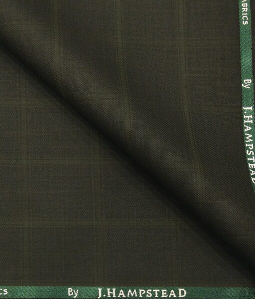 J.Hampstead by Siyaram's Men's Polyester Viscose Broad Self Checks Unstitched Suiting Fabric (Dark Green
