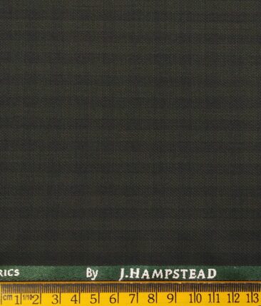J.Hampstead by Siyaram's Men's Polyester Viscose Structured cum Self Checks Unstitched Suiting Fabric (Dark Green