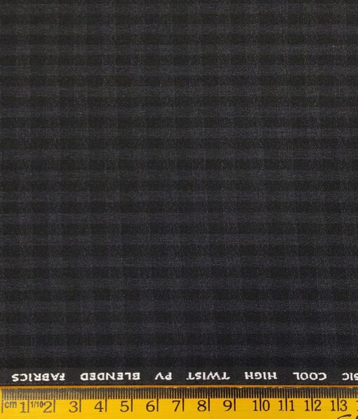 J.Hampstead by Siyaram's Men's Polyester Viscose Grey Structured cum Checks Unstitched Suiting Fabric (Black