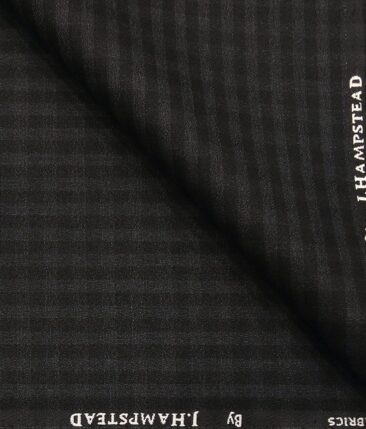 J.Hampstead by Siyaram's Men's Polyester Viscose Grey Structured cum Checks Unstitched Suiting Fabric (Black