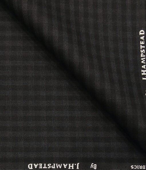 J.Hampstead by Siyaram's Men's Polyester Viscose Grey Structured cum Checks Unstitched Suiting Fabric (Black