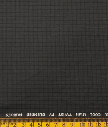 J.Hampstead by Siyaram's Men's Polyester Viscose Self Checks Unstitched Suiting Fabric (Dark Grey