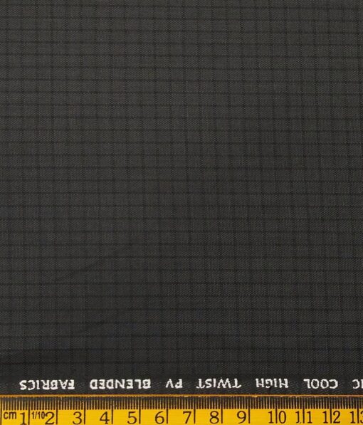 J.Hampstead by Siyaram's Men's Polyester Viscose Self Checks Unstitched Suiting Fabric (Dark Grey
