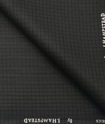 J.Hampstead by Siyaram's Men's Polyester Viscose Self Checks Unstitched Suiting Fabric (Dark Grey