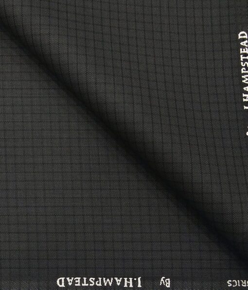 J.Hampstead by Siyaram's Men's Polyester Viscose Self Checks Unstitched Suiting Fabric (Dark Grey