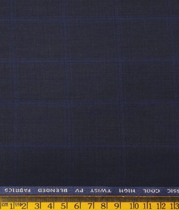 J.Hampstead by Siyaram's Men's Polyester Viscose Broad Self Checks Unstitched Suiting Fabric (Dark Royal Blue