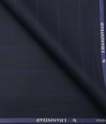 J.Hampstead by Siyaram's Men's Polyester Viscose Broad Self Checks Unstitched Suiting Fabric (Dark Royal Blue