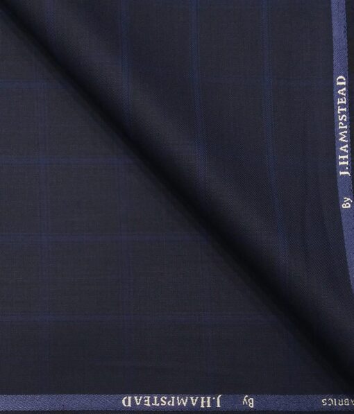 J.Hampstead by Siyaram's Men's Polyester Viscose Broad Self Checks Unstitched Suiting Fabric (Dark Royal Blue
