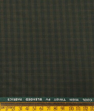 J.Hampstead by Siyaram's Men's Polyester Viscose Shiny Self Checks Unstitched Suiting Fabric (Green