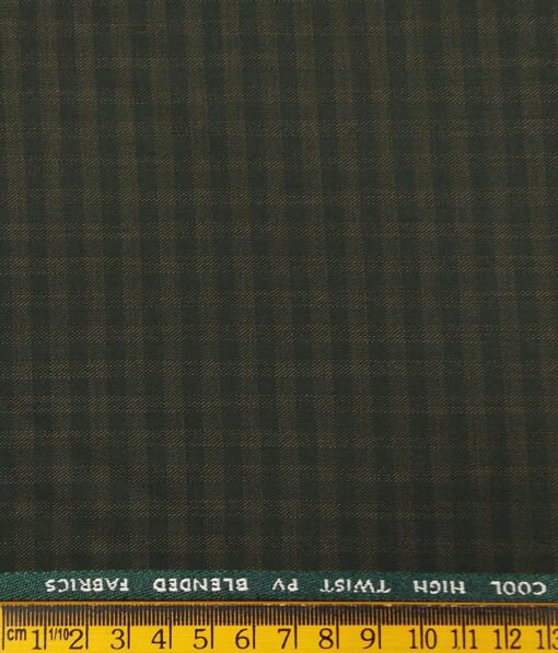 J.Hampstead by Siyaram's Men's Polyester Viscose Shiny Self Checks Unstitched Suiting Fabric (Green