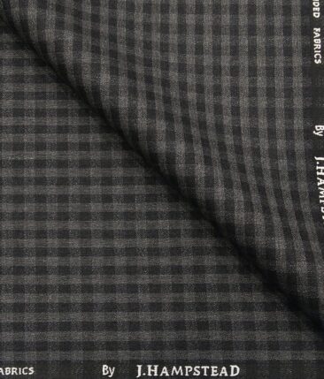 J.Hampstead by Siyaram's Men's Polyester Viscose Black Structured cum Checks Unstitched Suiting Fabric (Grey