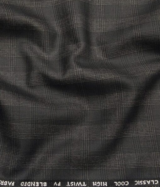 J.Hampstead by Siyaram's Men's Polyester Viscose Broad Self Checks Unstitched Suiting Fabric (Dark Grey)