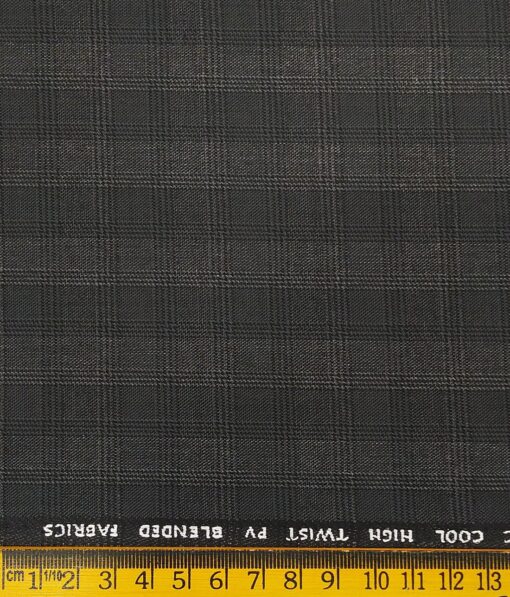 J.Hampstead by Siyaram's Men's Polyester Viscose Broad Self Checks Unstitched Suiting Fabric (Dark Grey)