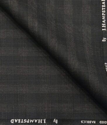 J.Hampstead by Siyaram's Men's Polyester Viscose Broad Self Checks Unstitched Suiting Fabric (Dark Grey)