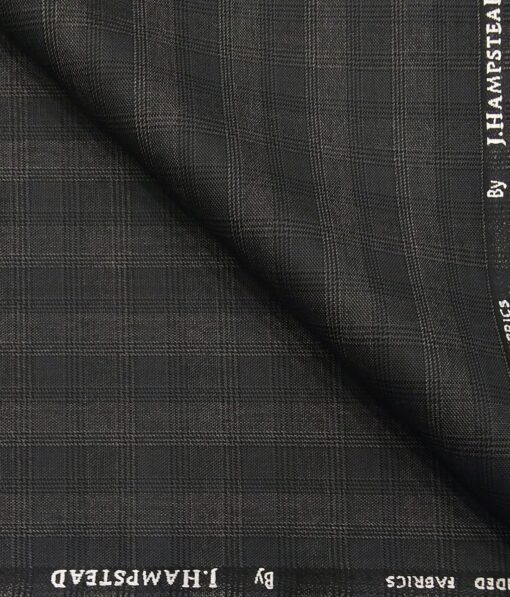 J.Hampstead by Siyaram's Men's Polyester Viscose Broad Self Checks Unstitched Suiting Fabric (Dark Grey)