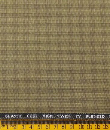J.Hampstead by Siyaram's Men's Polyester Viscose Self Checks Unstitched Suiting Fabric (Khakhi