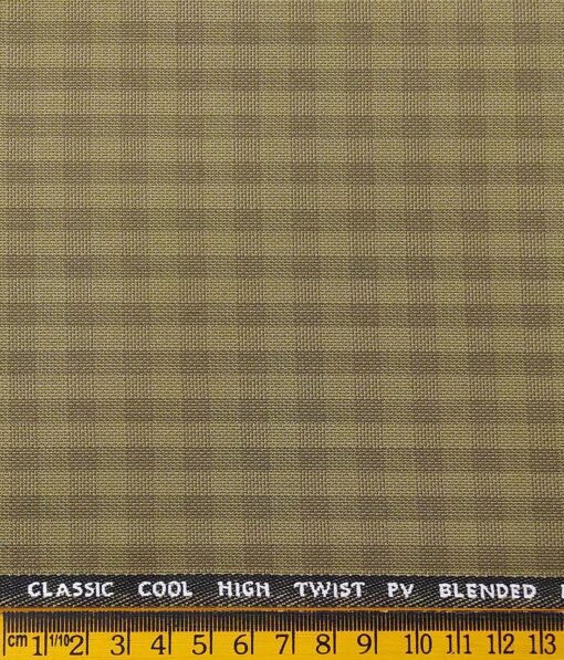 J.Hampstead by Siyaram's Men's Polyester Viscose Self Checks Unstitched Suiting Fabric (Khakhi