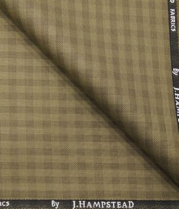 J.Hampstead by Siyaram's Men's Polyester Viscose Self Checks Unstitched Suiting Fabric (Khakhi