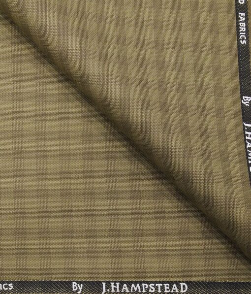 J.Hampstead by Siyaram's Men's Polyester Viscose Self Checks Unstitched Suiting Fabric (Khakhi