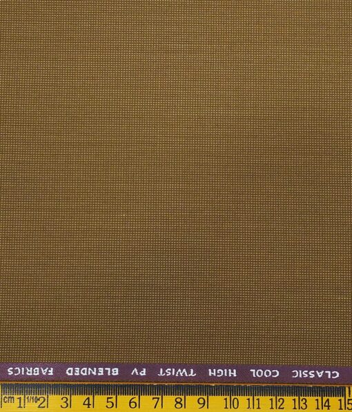 J.Hampstead by Siyaram's Men's Polyester Viscose Dotted Structured Unstitched Suiting Fabric (Peanut Brown