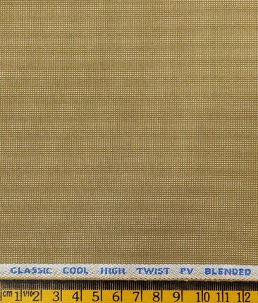 J.Hampstead by Siyaram's Men's Polyester Viscose Dotted Structured Unstitched Suiting Fabric (Sand Beige