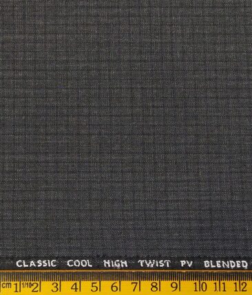 J.Hampstead by Siyaram's Men's Polyester Viscose Self Checks Unstitched Suiting Fabric (Worsted Grey