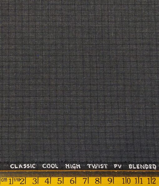 J.Hampstead by Siyaram's Men's Polyester Viscose Self Checks Unstitched Suiting Fabric (Worsted Grey