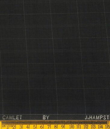 J.Hampstead by Siyaram's Men's Terry Rayon White Checks Unstitched Suiting Fabric (Black