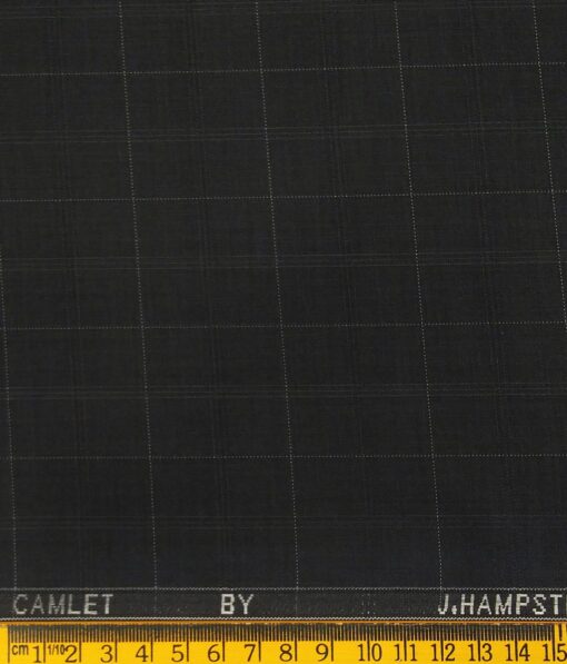 J.Hampstead by Siyaram's Men's Terry Rayon White Checks Unstitched Suiting Fabric (Black