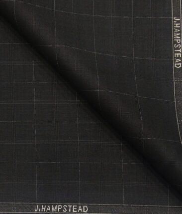 J.Hampstead by Siyaram's Men's Terry Rayon White Checks Unstitched Suiting Fabric (Black