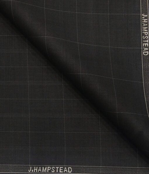 J.Hampstead by Siyaram's Men's Terry Rayon White Checks Unstitched Suiting Fabric (Black