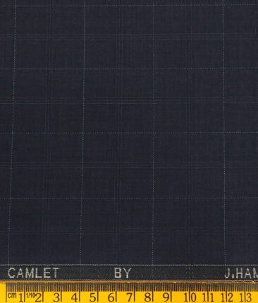 J.Hampstead by Siyaram's Men's Terry Rayon White Checks Unstitched Suiting Fabric (Dark Blue