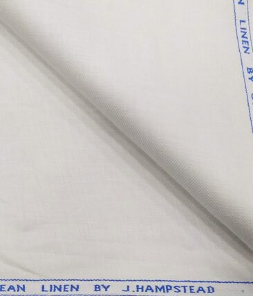 J.Hampstead by Siyaram's Men's 100% Pure Linen 60 LEA Solid Unstitched Suiting Fabric (White