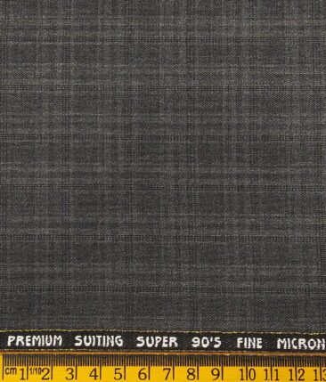 J.Hampstead by Siyaram's Men's 20% Merino Wool Super 90's Self Checks Unstitched Suiting Fabric (Grey