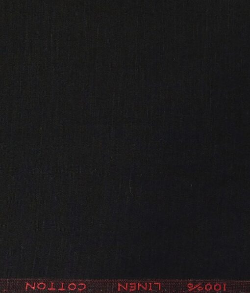 Solino Men's 50% Cotton + 50% Linen Self Design Unstitched Suiting Fabric (Mouse Black