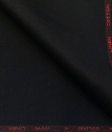 Solino Men's 50% Cotton + 50% Linen Self Design Unstitched Suiting Fabric (Mouse Black