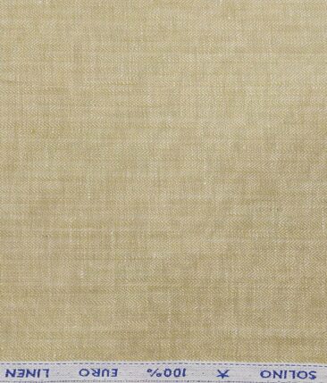 Solino Men's 100% European Linen Herringbone Self Striped Unstitched Suiting Fabric (Beige