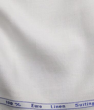 Solino Men's 100% Pure Linen Structured Unstitched Suiting Fabric (White) - Image 2