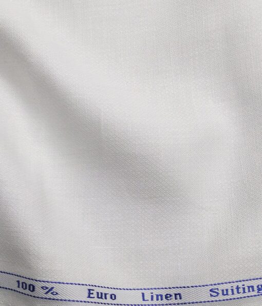 Solino Men's 100% Pure Linen Structured Unstitched Suiting Fabric (White) - Image 2