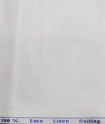 Solino Men's 100% Pure Linen Structured Unstitched Suiting Fabric (White) - Image 3