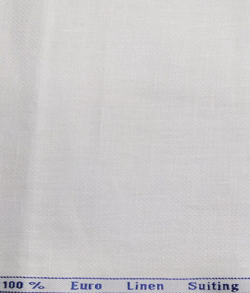 Solino Men's 100% Pure Linen Structured Unstitched Suiting Fabric (White) - Image 3