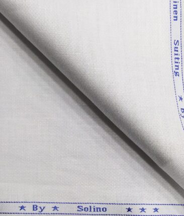 Solino Men's 100% Pure Linen Structured Unstitched Suiting Fabric (White)