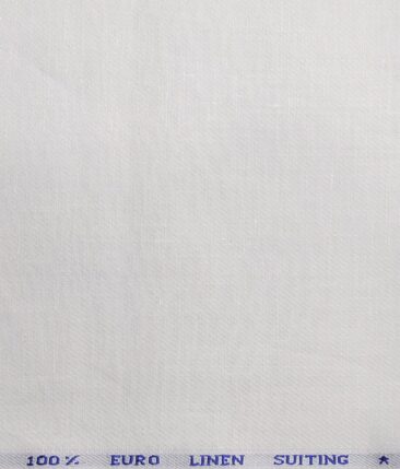 Solino Men's 100% Pure Linen Self Structured Unstitched Suiting Fabric (White